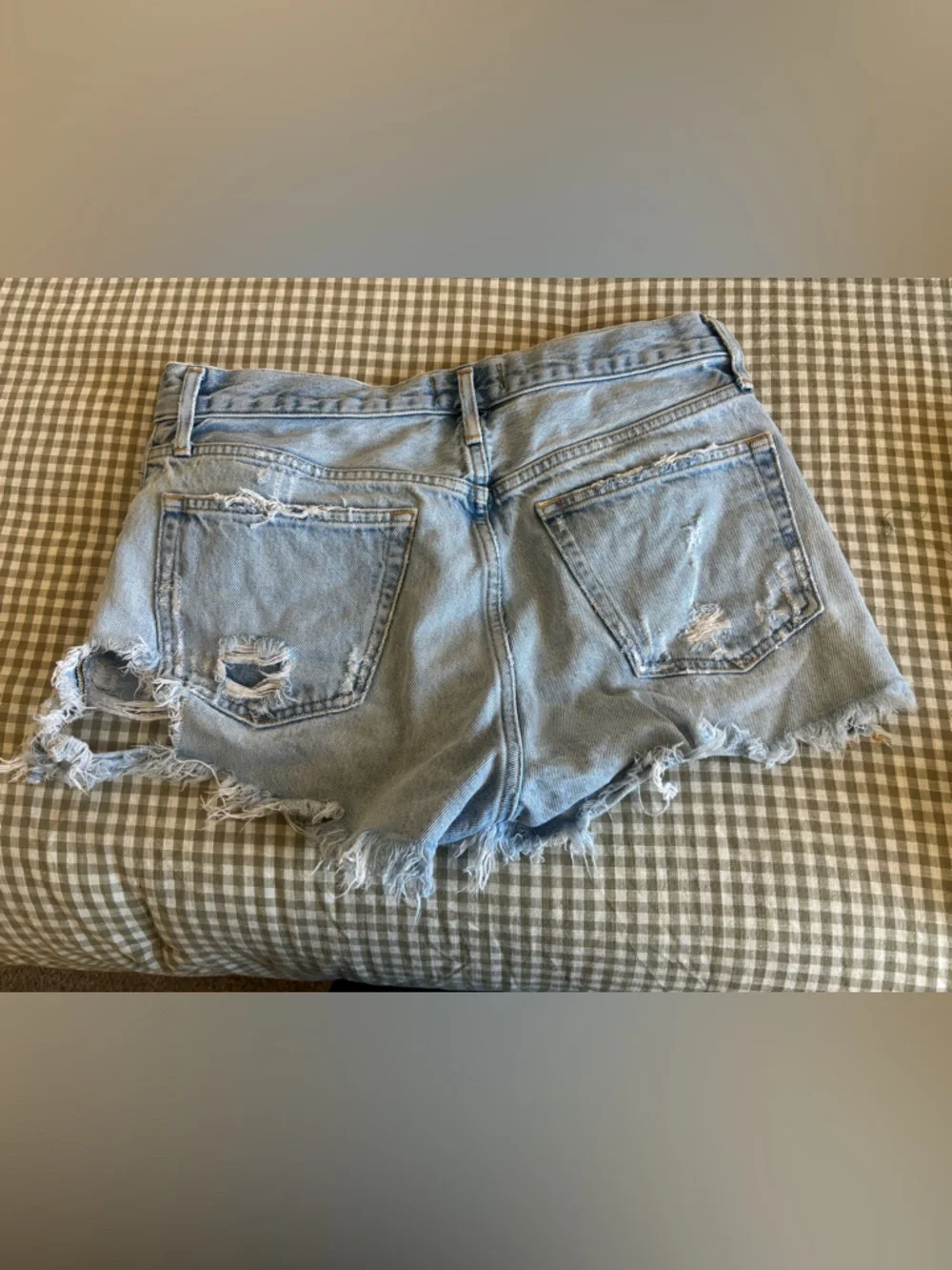 Agolde Light Blue Distressed Denim Women's Shorts - Picture 2 of 2